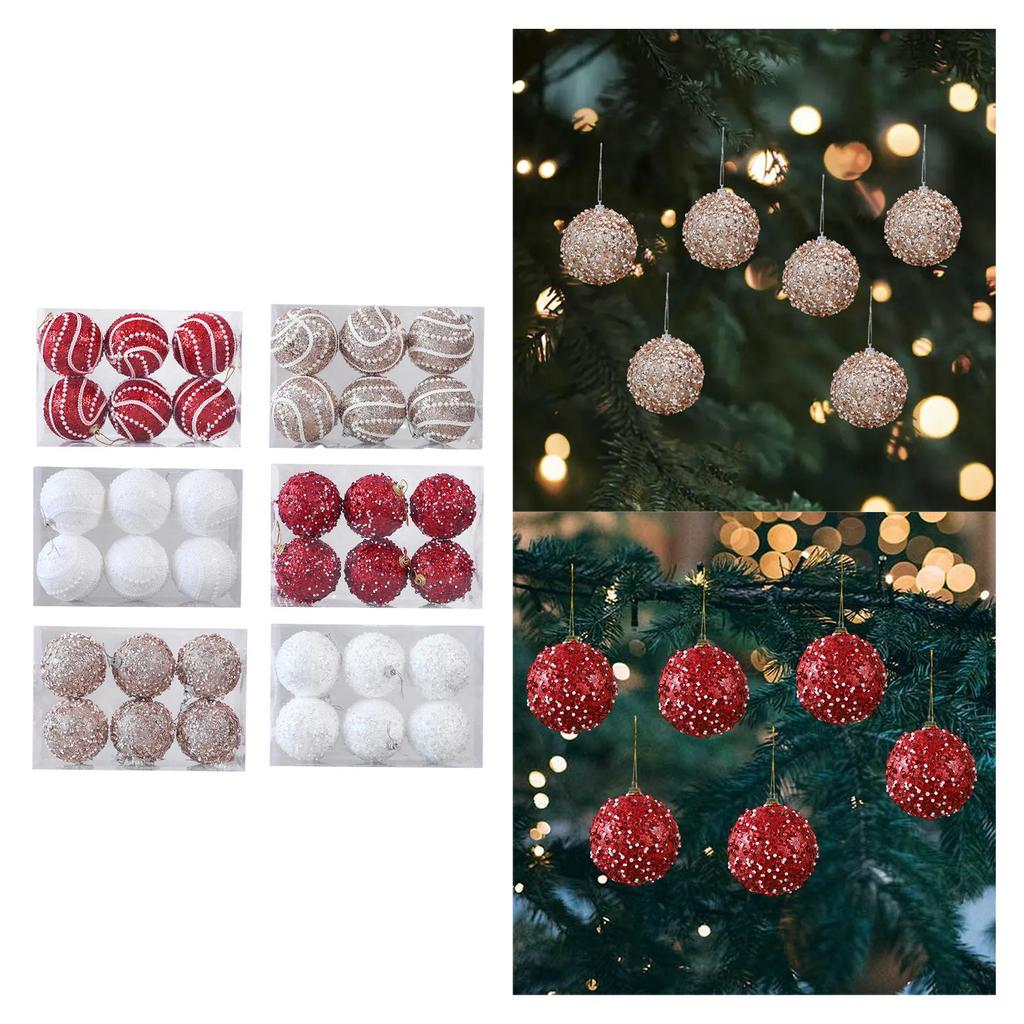 6x Christmas Balls Christmas Tree Decorations with Hanging Rope Hanging Ornaments for Engagements Wedding