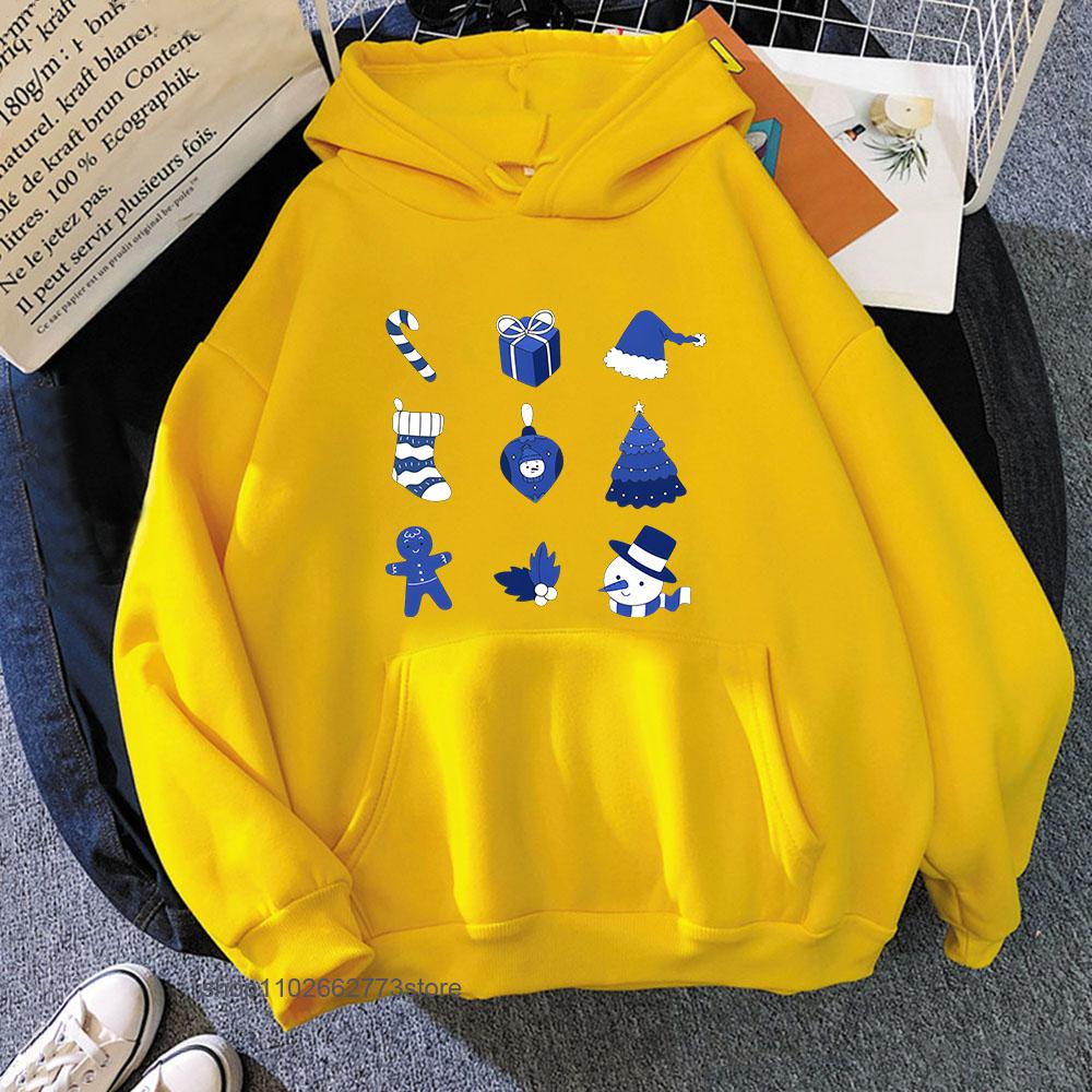 Chinoiserie Print Hoodie for Women Blue and White Christmas Sweatshirt with Hooded Winter Fleece Clothes Men