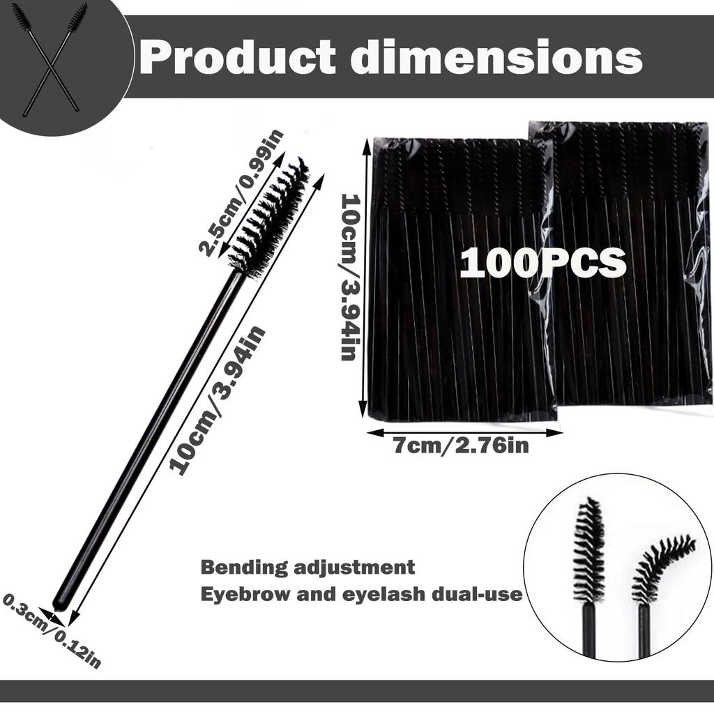100 Pcs Eyebrow Brush, 2 Packs Spoolie Brush Eyebrow For Women, Black Mascara Brush For Eyelash Extension, Eye Lash Applicator And Makeup
