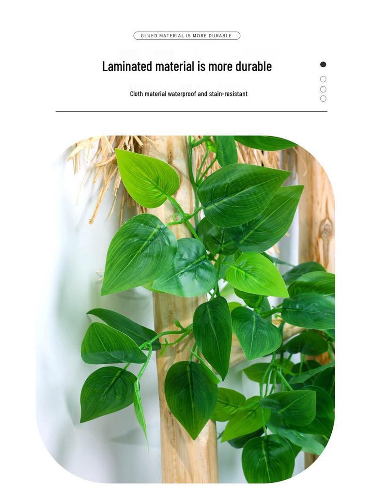 Rattan Air Conditioning Pipe Cover with Artificial Green Vines and Leaves