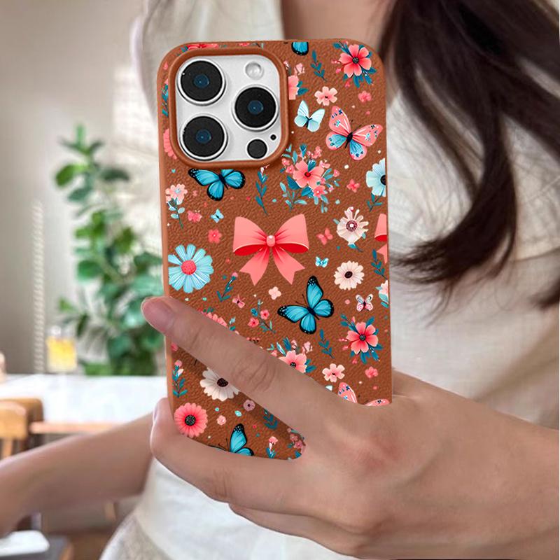 Butterfly Flowers Case For iPhone 16 Pro Max 15 14 13 12 11 Shockproof Slim Soft Silicone Case Cover