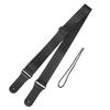 Guitar Strap Acoustic Electric Bass Ukulele Nylon Belt Adjustable TopGrain Leather Head(Black )