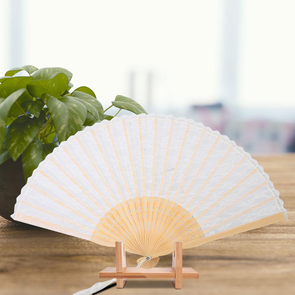 Folding Fan, Japanese Vintage Style Handmade Hand Fan Lace Fan For Decoration  (White)