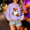 Unisex Halloween Print Long Sleeve Neck Pullover Sweatshirt, Lightweight Casual Top for Men and Women