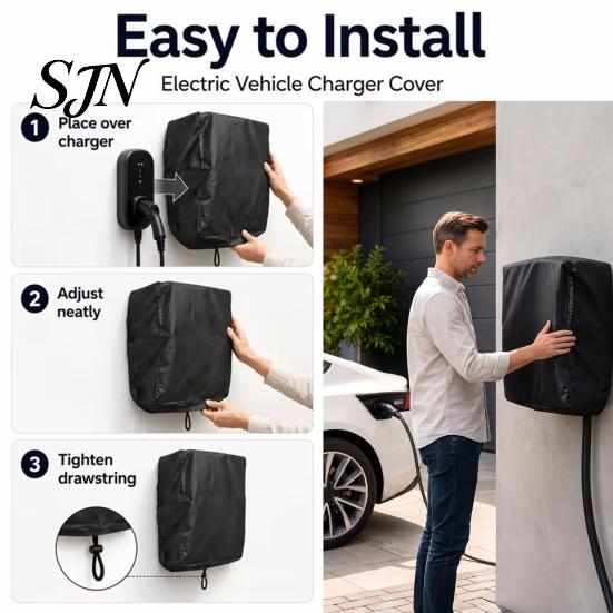 Heavy Duty Dustproof Protective Cover Car Charging Station Dust Cover, Universal Waterproof Oxford Cloth Outdoor Pile Shield Shield, Drawstring Design