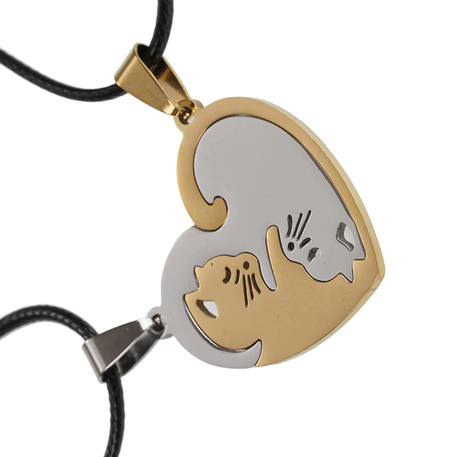 

Парная подвеска-ожерелье с кошками для пар и друзей, чокер из нержавеющей стали с регулируемой цепочкой для мужчин и женщин 1