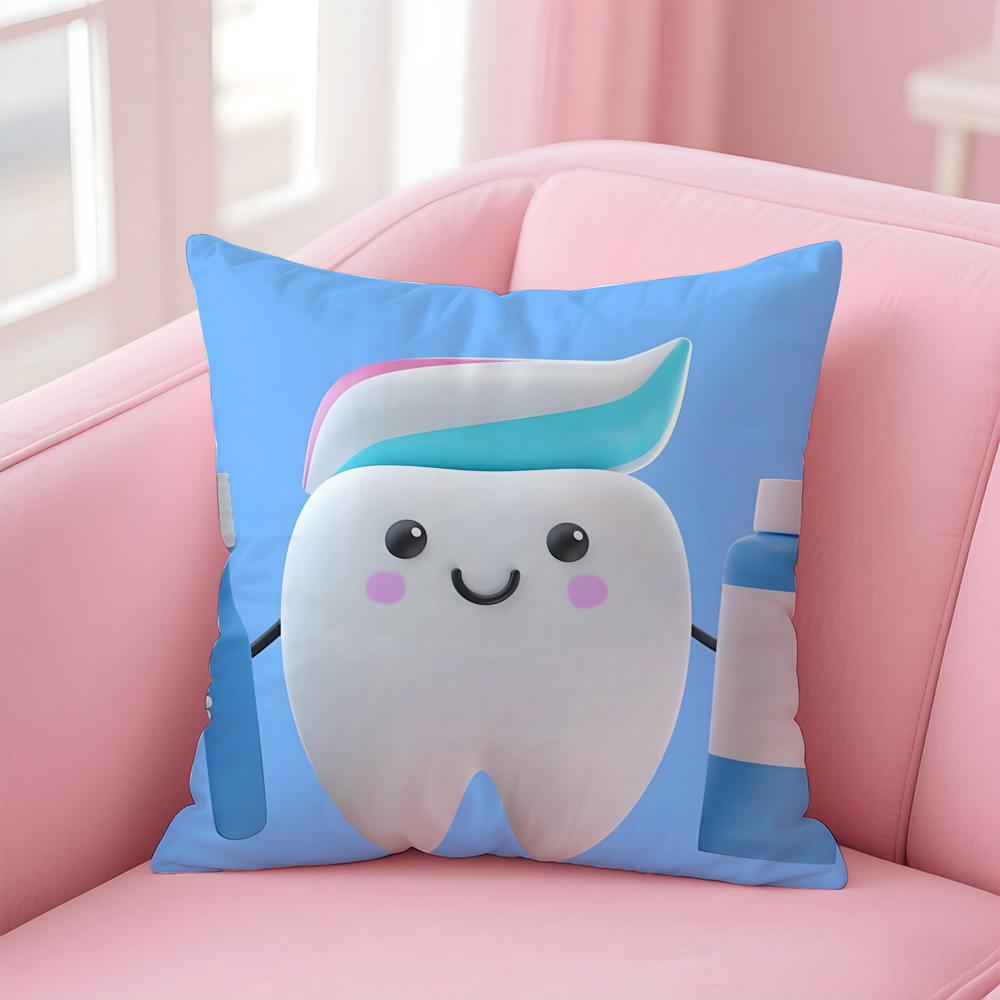 Cartoon Funny Teeth Anime Cushion Cover Pillow Case Soft Skin Friendly Fabric Concealed Zipper