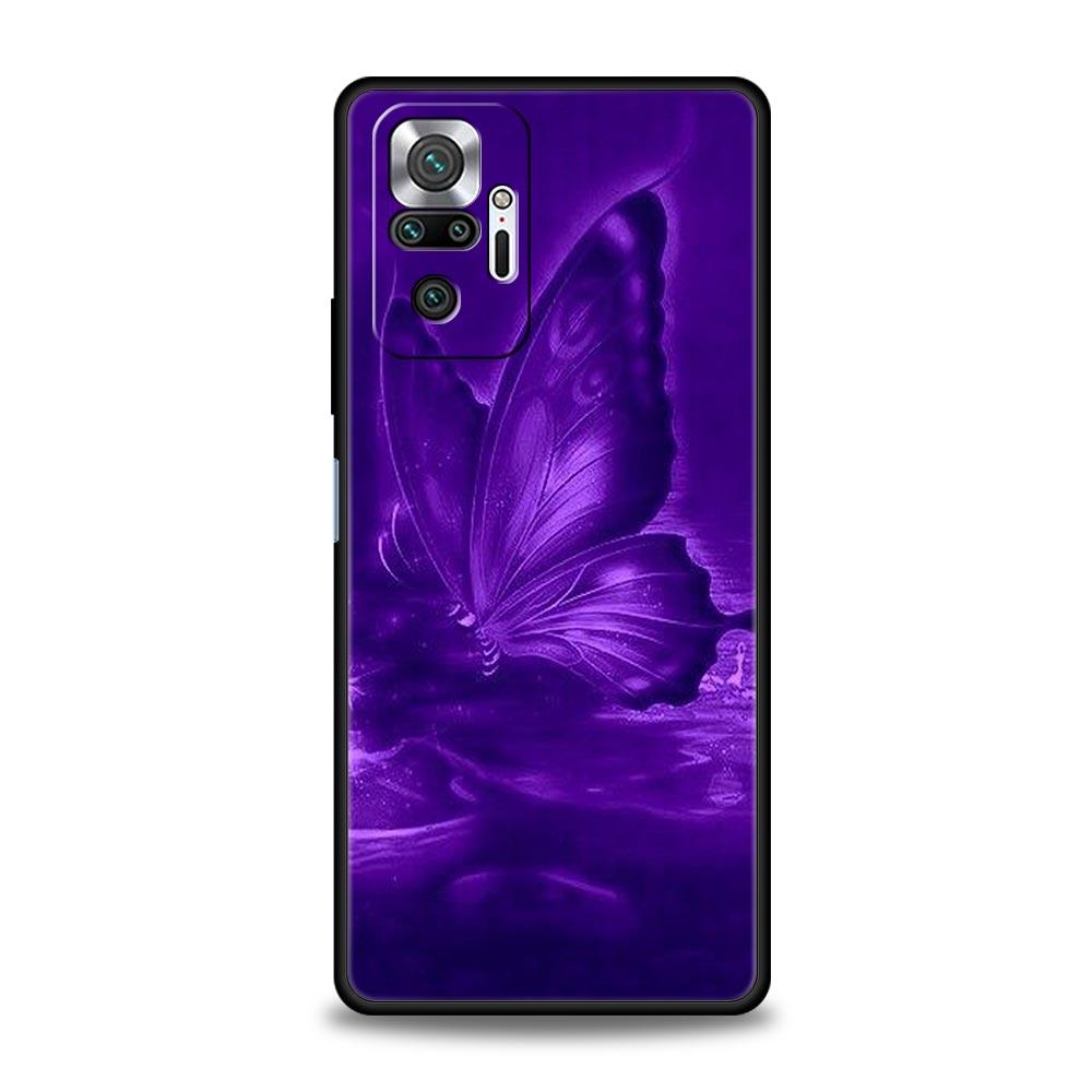 Art Purple Butterfly Phone Case Cover for Redmi 14C 10C Note 15 14 13 12 10 11 K40 Pro Plus 5G Shockproof Soft TPU Shell Fundas