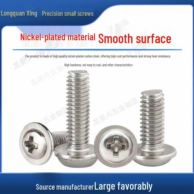 Nickel-Plated Phillips Round Head Machine Screws with Washer (M1.4-M5)
