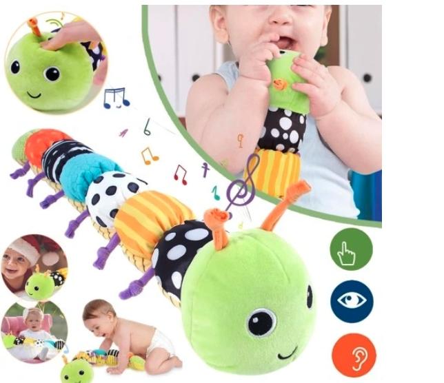 Sensory Plush Caterpillar for Babies with Music Anti-stress Mirror