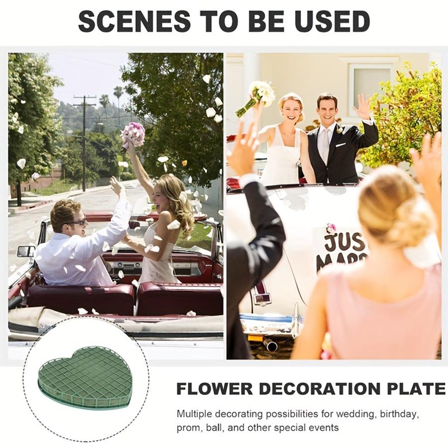 1pcs Large Floral Foam Blocks Heart Shaped Floral Bricks with Suction Cup Tray Green Florist Sponge Flower Mud for Wedding Party