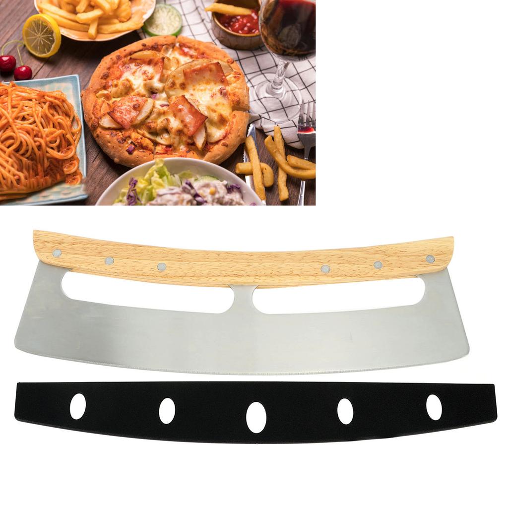 Profesionální kráječ na pizzu z kalené nerezové oceli potravinářské kvality, ruční nůž na pizzu s ochranným krytem