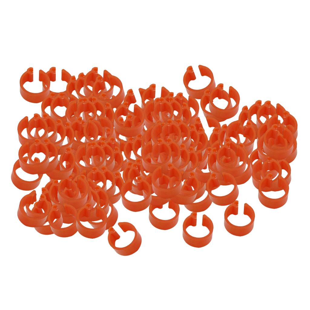 

100PCS Clip snap Bird Leg Bands Parrot Finch Canary Grouped, червоний