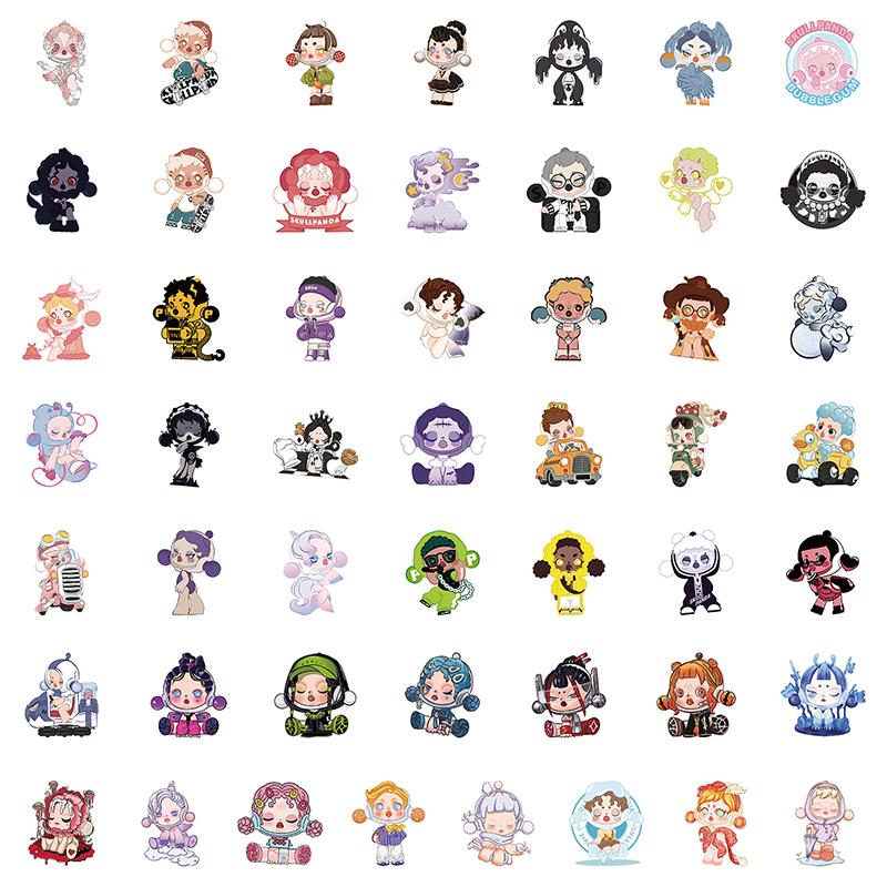 50Sheets/Set Cute Labbubu Stickers For Kids Cartoon Bubble Matt Graffiti Sticker