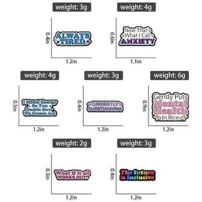 Emaille-Anstecknadeln für psychische Gesundheit, Angstzustände, Überdenken, Ständig müde, Broschen, Reversabzeichen, Schmuckgeschenk für Freunde