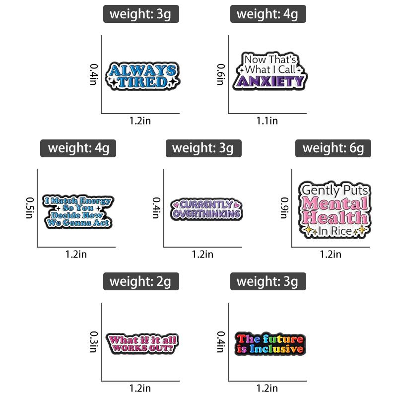 Emaille-Anstecknadeln für psychische Gesundheit, Angstzustände, Überdenken, Ständig müde, Broschen, Reversabzeichen, Schmuckgeschenk für Freunde