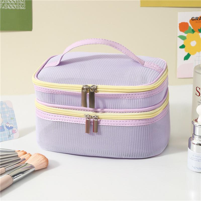 Minimalist Business Toiletry Bag With Spliced Mesh And Lightweight Design For Men And Women