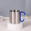 Stainless Steel Mountaineering Water Cup Button Coffee Camping Mug With Carabiner Handle Climbing Hiking Backpacking Travel Cups