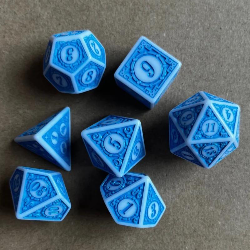 7pcs/lot Dice Set Numbers of D4 D6 D8 D10 D12 D% D20 D4 D6 D8 D10 D12 D20 for TRPG D&D Entertainment Table Game Digital Dice