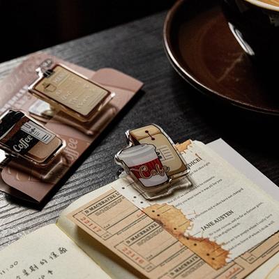 Jeden zestaw Coffee TN kryształowy klej Planner Clip Kreatywny spinacz do papieru z żywicy epoksydowej Prezenty świąteczne Artykuły papiernicze do szkoły i biura
