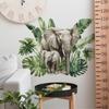 2 Pcs Jungle Leaf Parent Baby Elephant Bedroom Living Room Home Background Beautification Wall Stickers