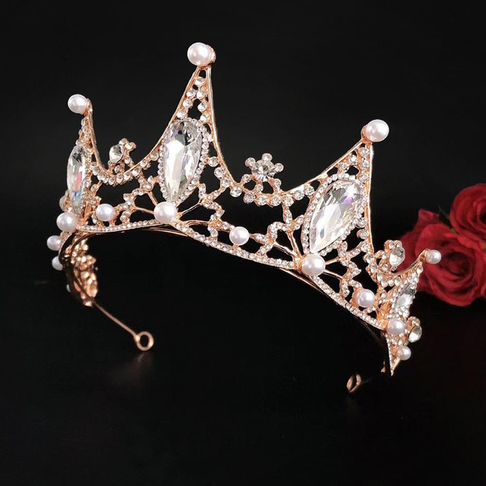 New Baroque Bridal Large Crown Popular Alloy Rhinestone Silver Crystal Tiara Headband Crown