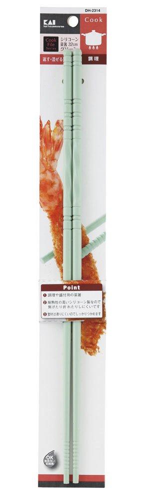 Kai Corporation Silicone Cooking Cookfile Chopsticks, 32cm, Green, DH-2314