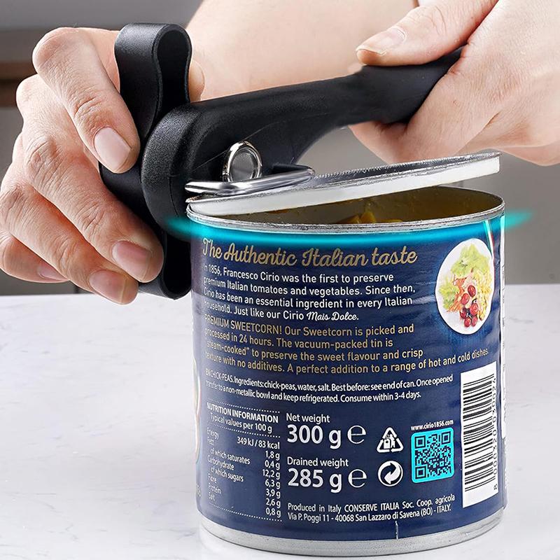 Can Opener Handheld, No Sharp Edges With Soft Grips, Food Grade Stainless Steel Cutting Can Opener for Kitchen & Restaurant