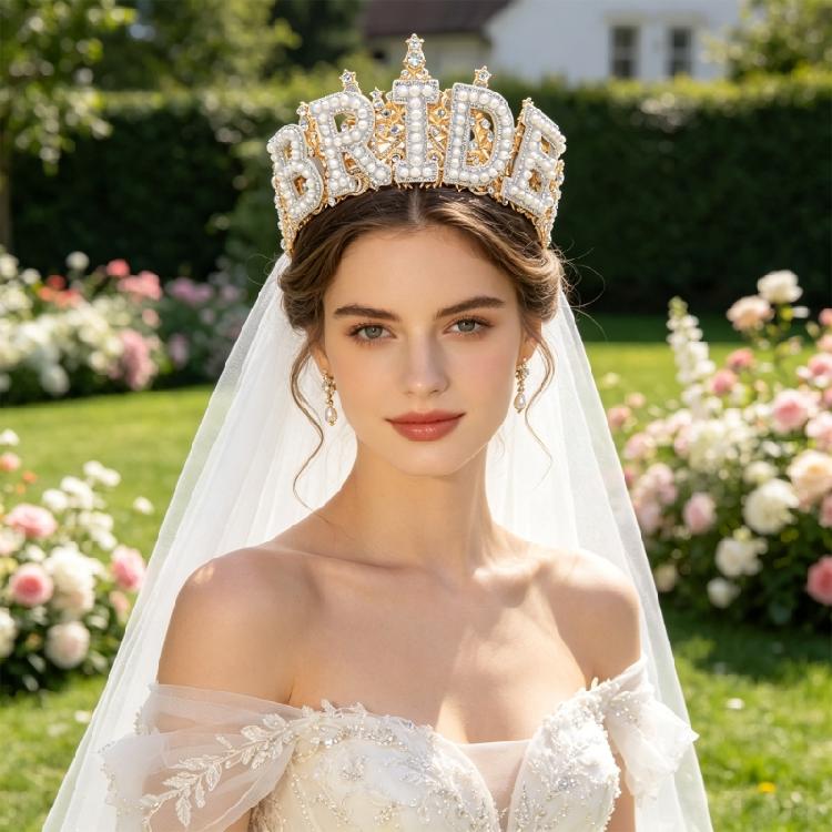 Bridal Pearls Crowns Stylish Graceful Crowns Wedding Photo Accessory Bride Crystal Hairband Wedding Photo Props