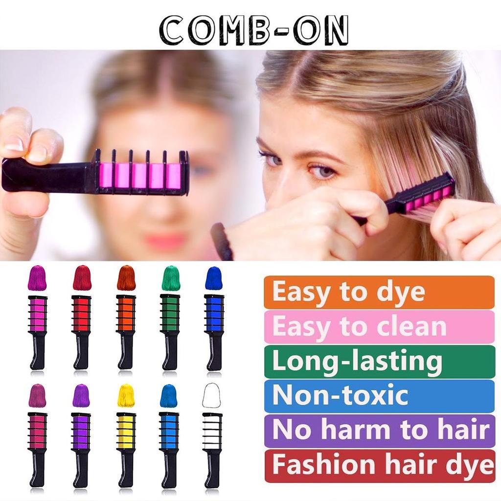 Temporary Mini Hair Dye Comb - Gentle, Non-Damaging, Easy Color Change, Scalp Massaging, Styling Tool