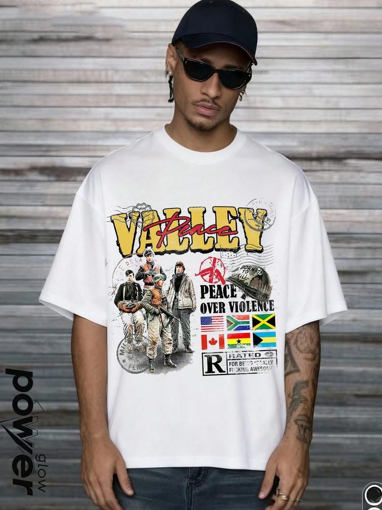 American Retro Hip-hop Y2K Fashion Street Style Men's Pure Cotton T-shirt All Season Casual Fashion Streetwear