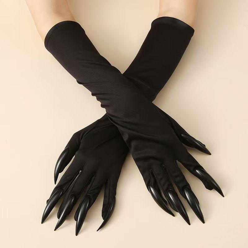 Fashionable Red Long Nail Ghost Claw Gloves Cool Halloween Costume Accessory Cosplay Party Props