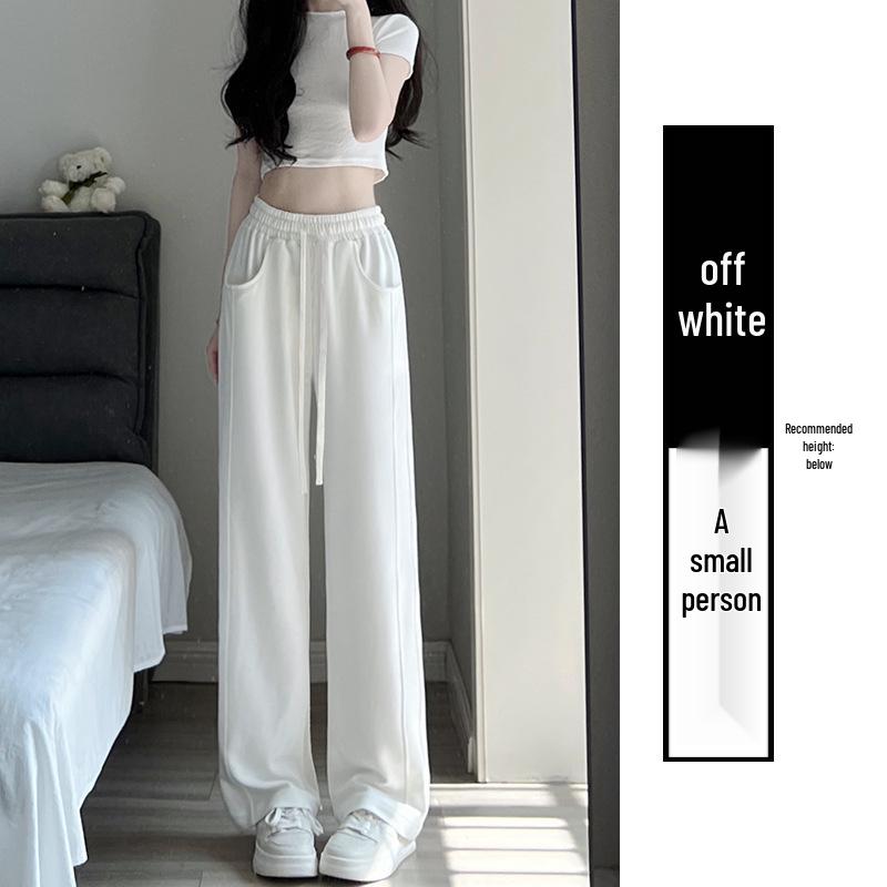 

2025 Белые брюки-бананы с высокой талией, широкими штанинами прямого кроя до пола M (96-110 jin)