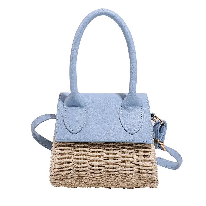 Соломенная сумка женская новая женская сумка модная плетеная сумка контрастного цвета универсальная мини-сумка-мессенджер синий