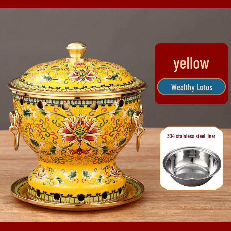 Qiwei Pure Copper Enamel Personal Hotpot with Alcohol Stove