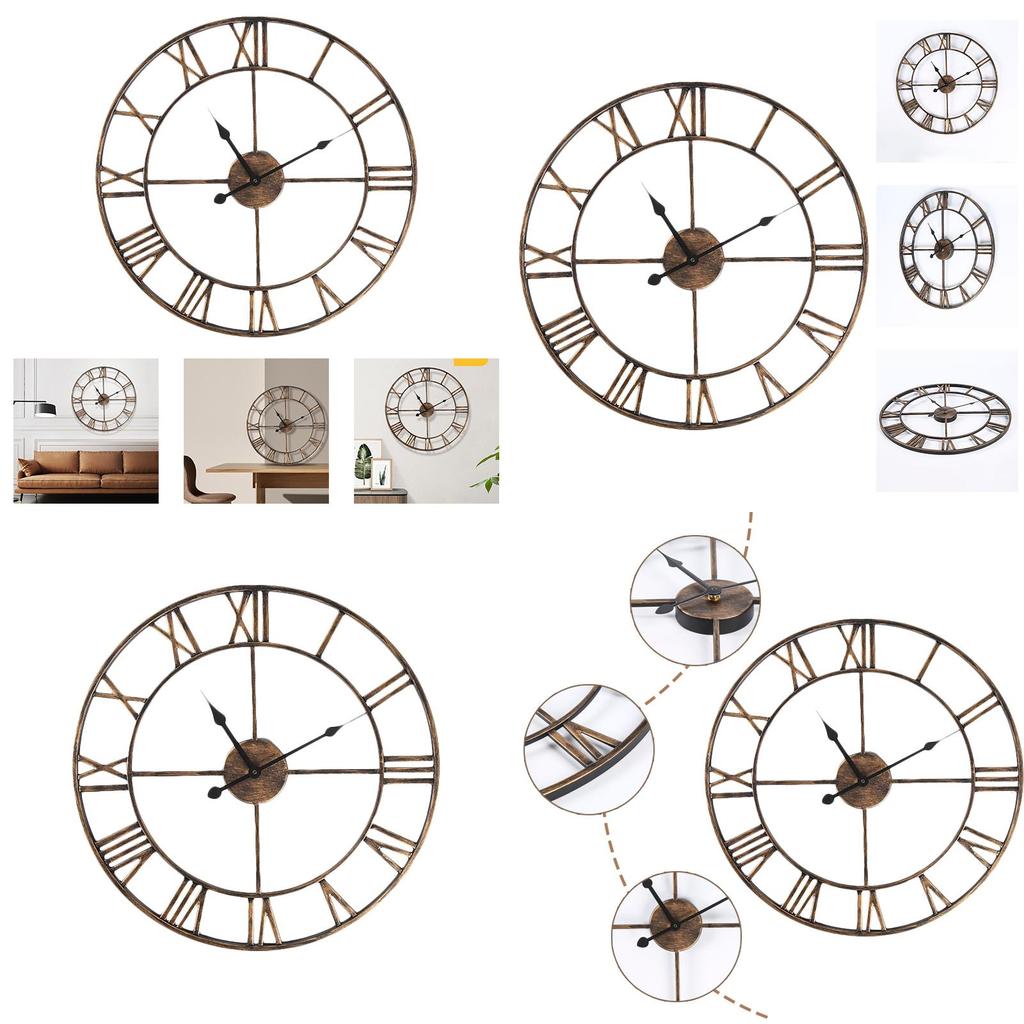 Distinctive Antique Rust Wall Clock With Silent Movement 40cm Diameter Metal Clocks