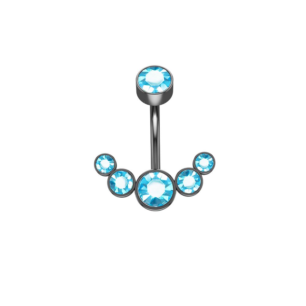 14g Crescent Jewel Cluster 316L Surgical Steel Belly Button Ring Piercing Jewelry Gift
