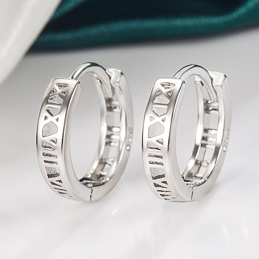 

1 Pair Silver Color Small Earrings Round Hollow Out Hoop Earrings Women s with Stamp Hot Fashion Gifts Gift срібний