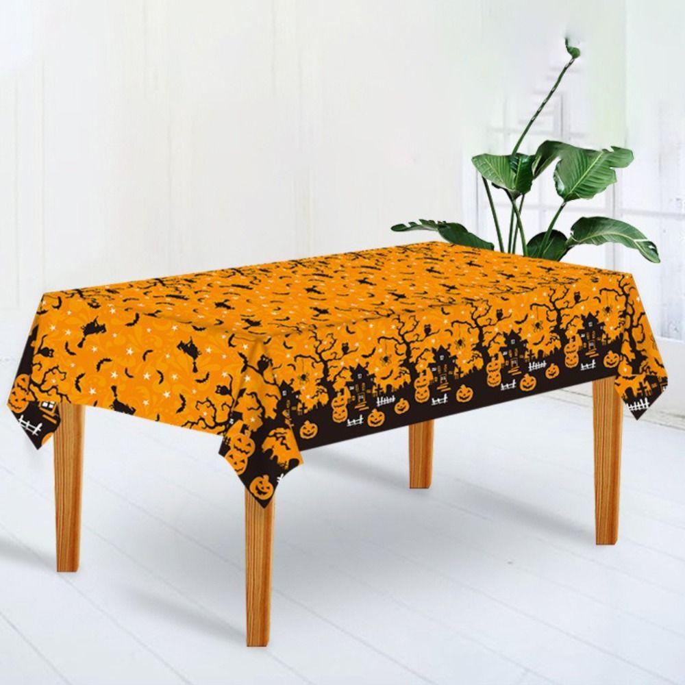 Pumpkin Ghost Spooky Bat Tablecloth Bronzing Haunted House Tablecover  Trick or Treat