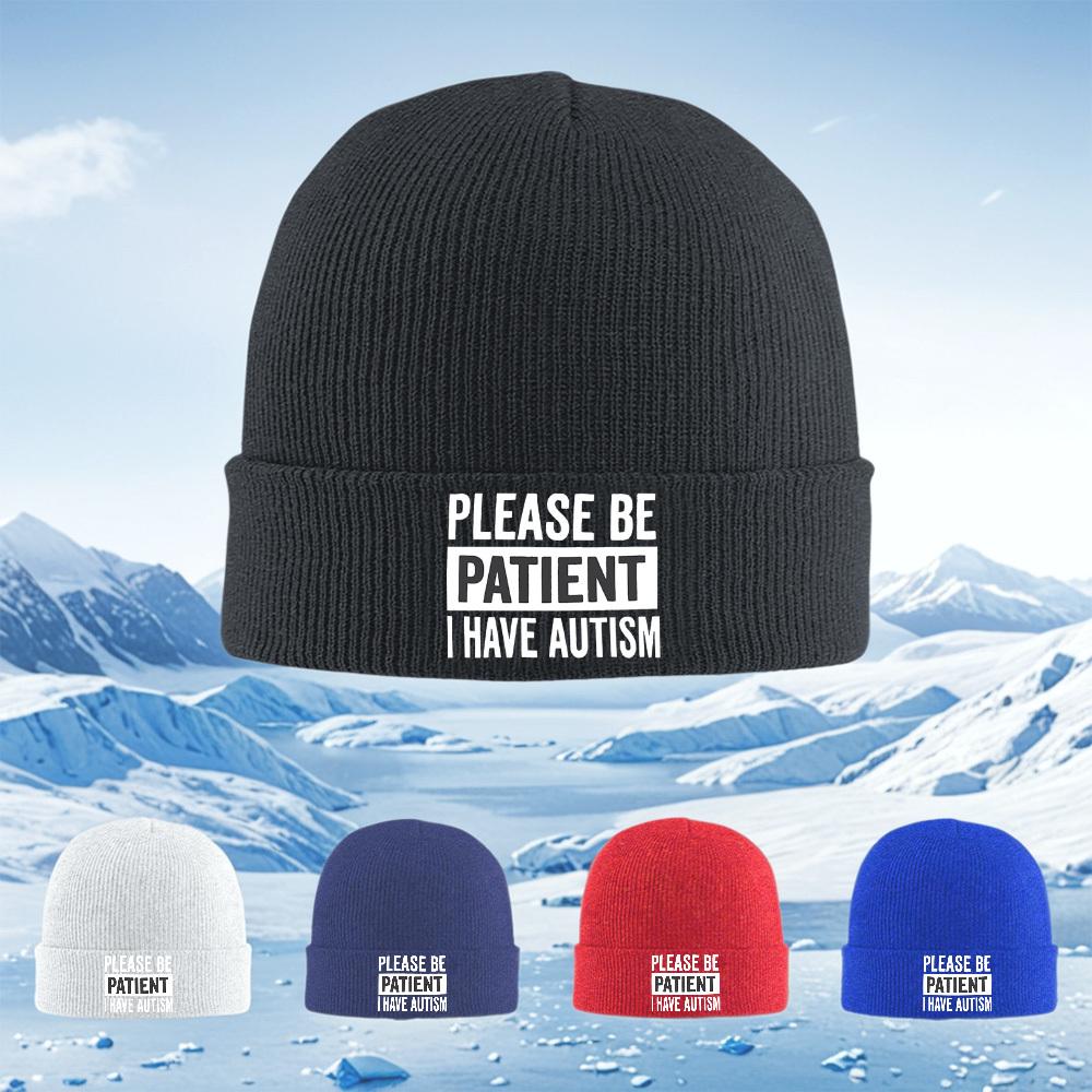Please Be patientAutism Awareness Men Women Unisex Knitted Hat Beanie Pullover Cap Winter Thermal Warm Christmas Outdoor Cyclin
