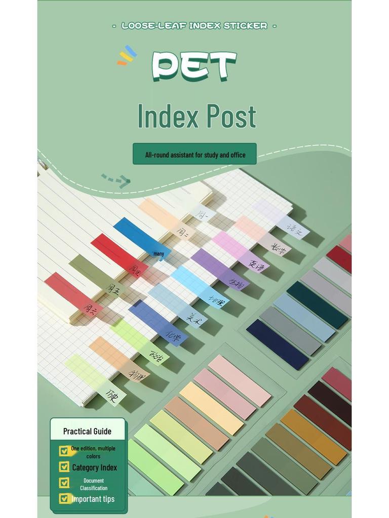 PET Morandi Translucent Sticky Notes - Cute Question Marking & Classification Memo Stickers.