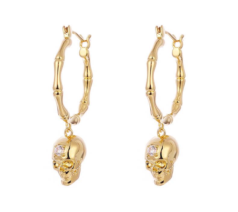 Kenjie McQueen Skull Pendant Earrings - Women's European & American Punk Studs & Ear Clips