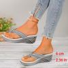 Fashion Comemore 2025 Flip-flops Ladies Summer Shoes Casual Stripe Platform Wedges Beach Slippers High Heeled Slides Shoes for Women