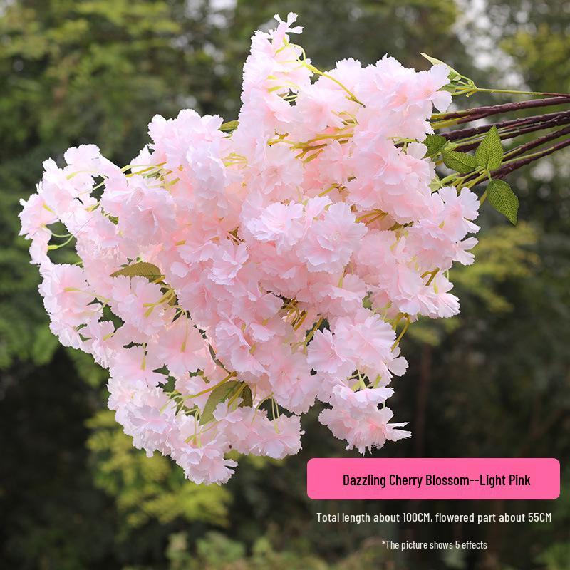 Silk Cherry Blossom Branch Artificial Vine: Floral Decoration for Weddings and Indoor Spaces