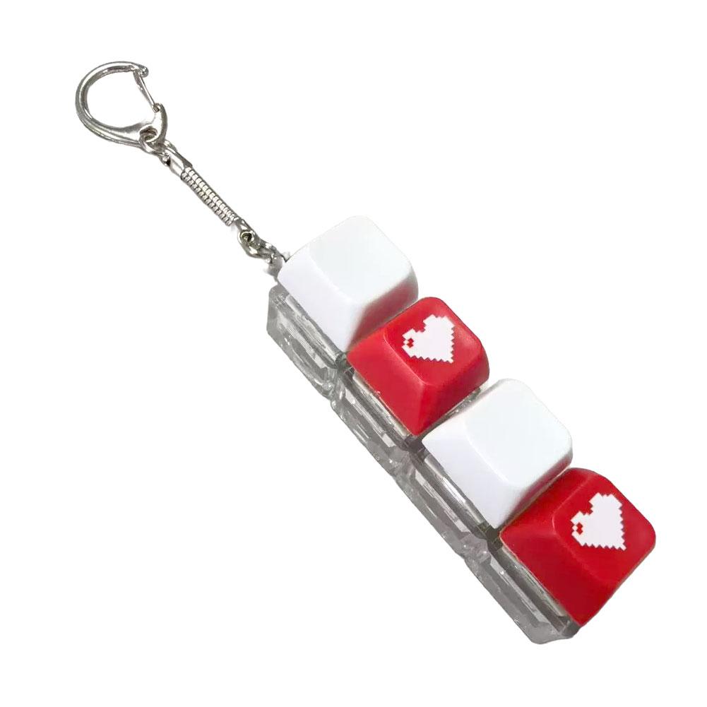 Relaxing 4 Keys Fidget Keychain Key Button Stress Relief Clicker Toy Pendant Keycap Pass The Time Finger Keyboard Cap for Adult