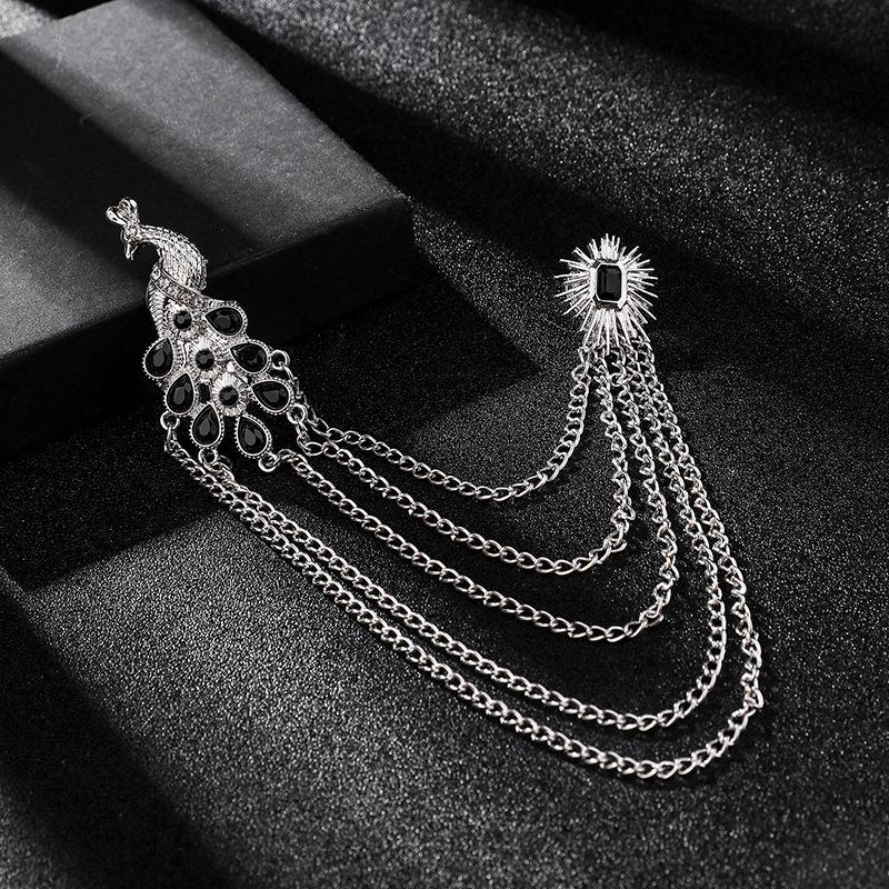 Alloy Peacock  Tassel Ceremony Banquet Corsage  Jewelry Clothing Accessory Vintage Brooch Men Women Brooch