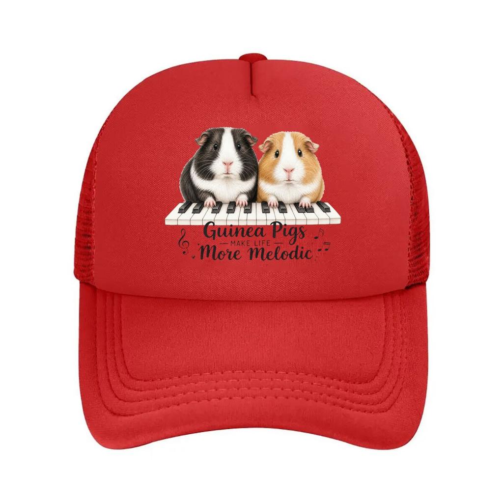Cute Guinea Pigs Piano Keyboard Art Mesh Baseball Cap For Womens Unisex FeUnisex Beach Dad Hat Hip Hop