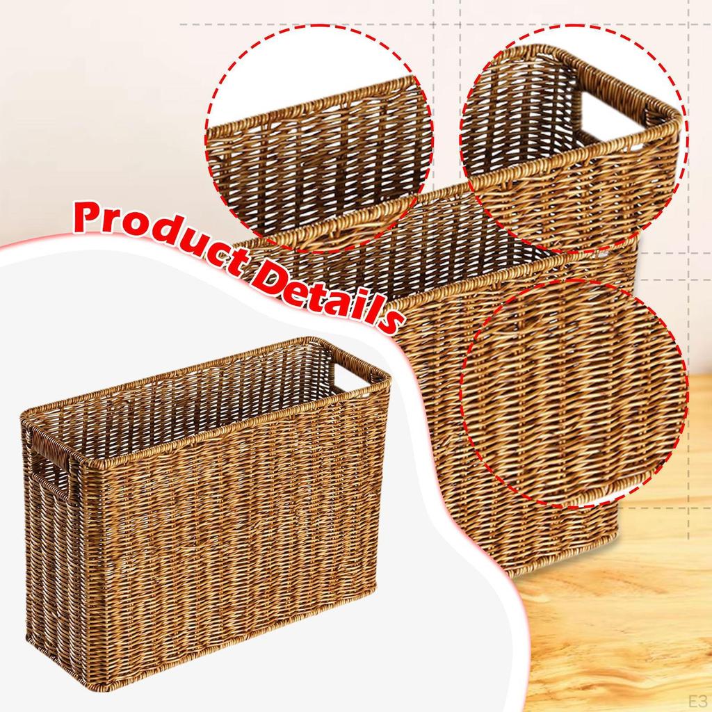 Narrow Basket Bin Brown Decor Lightweight Space Saving Versatile Toy Baskets Storage for Bedroom