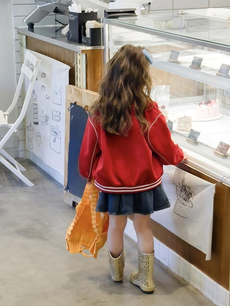 Giacca da baseball stile college autunnale 2025 per bambini piccoli - Cardigan moda per bambine