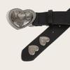 Fashion Alloy Heart Creative Belt Personalized Willow Nail Youth Belt, Punk Buckle Daily Casual Pants Versatile Belt
